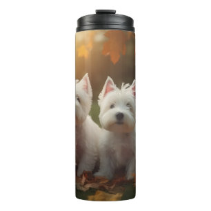 West Highland White Terrier Puppy Autumn Pumpkin Thermal Tumbler