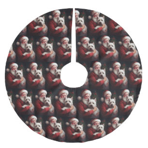 West Highland White Terrier Santa Claus Christmas Brushed Polyester Tree Skirt