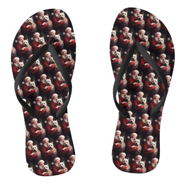 West Highland White Terrier Santa Claus Christmas Flip Flops (Footbed)