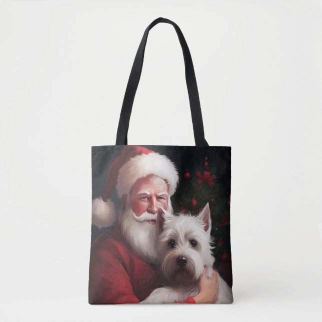 West Highland White Terrier Santa Claus Christmas Tote Bag (Front)