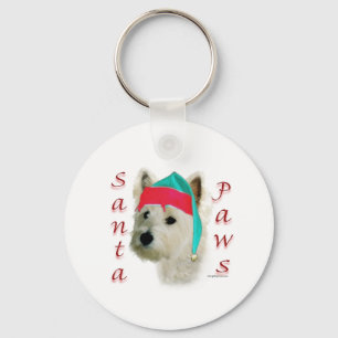 West Highland White Terrier Santa Paws Keychain