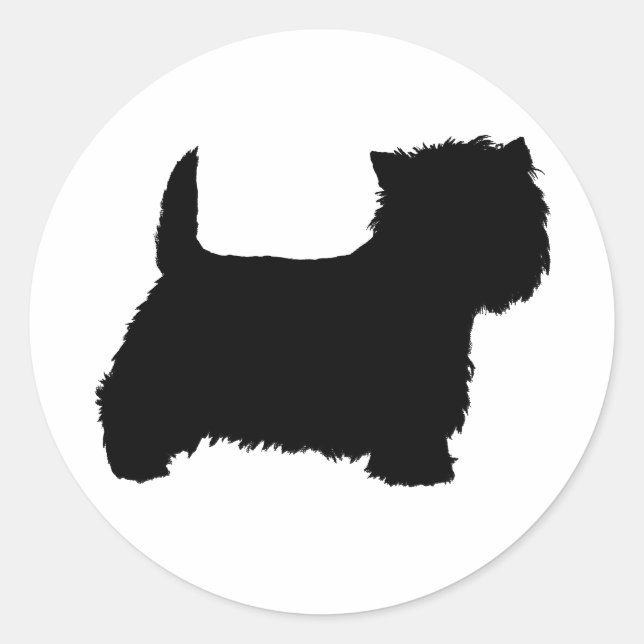 West Highland White Terrier Silhouette Classic Round Sticker (Front)