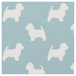 West Highland White Terrier Silhouettes Pattern Fabric