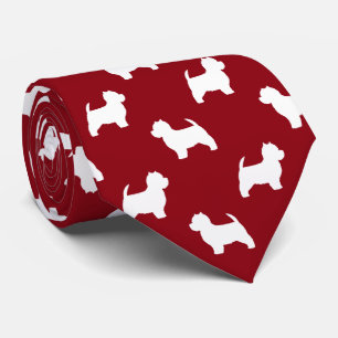West Highland White Terrier Silhouettes Pattern Tie