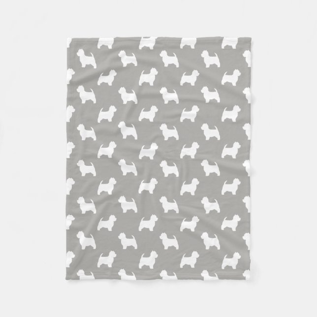 West Highland White Terrier Silhouettes Westie Dog Fleece Blanket (Front)