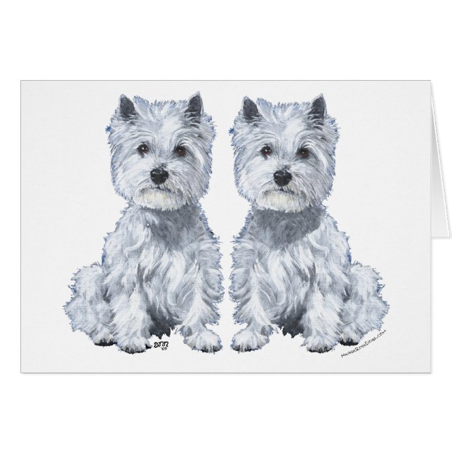 West Highland White Terrier Sitting Twins! (Front Horizontal)
