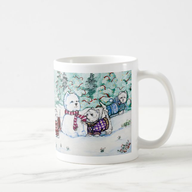 West Highland White Terrier Snowman Coffee Mug (Right)