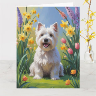 West Highland White Terrier Spring Flowers  Card