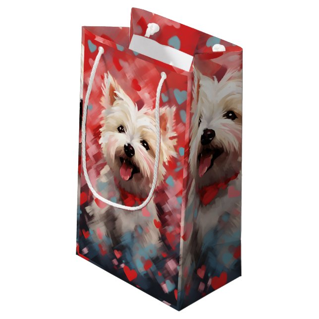 West Highland White Terrier Valentines day Small Gift Bag (Back Angled)