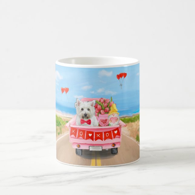 West Highland White Terrier Valentine's Day Truck Coffee Mug (Center)