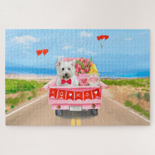West Highland White Terrier Valentine's Day Truck Jigsaw Puzzle