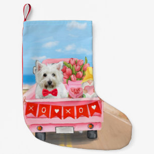 West Highland White Terrier Valentine's Day Truck Small Christmas Stocking