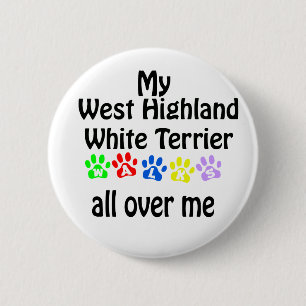 West Highland White Terrier Walks Design 2 Inch Round Button
