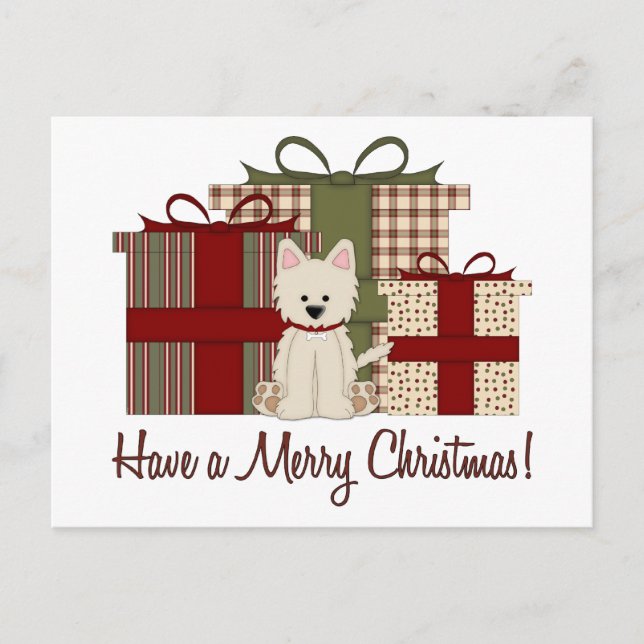 West Highland White Terrier West Christmas Holiday Postcard (Front)