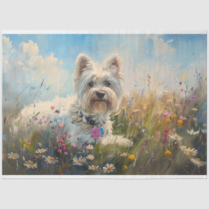 West Highland White Terrier Wildflowers Decoupage Tissue Paper