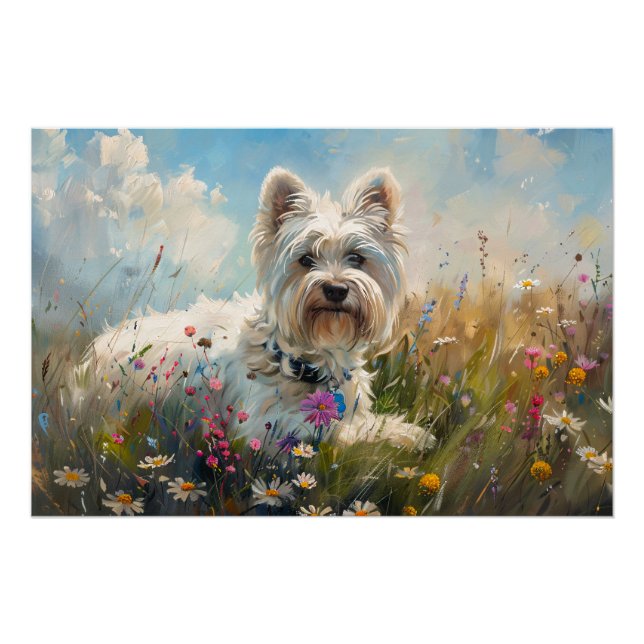 West Highland White Terrier Wildflowers Poster (Front)