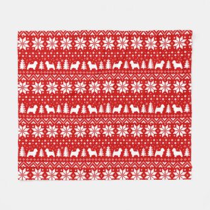 West Highland White Terriers Christmas Pattern Red Fleece Blanket