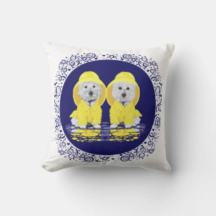 West Highland White Terriers Rain Throw Pillow