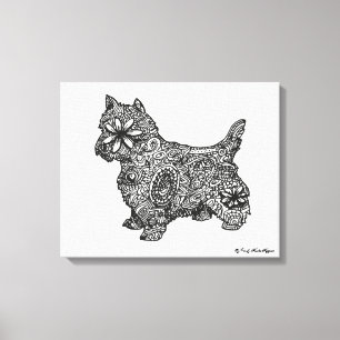 West highland white zentangle drawing canvas print