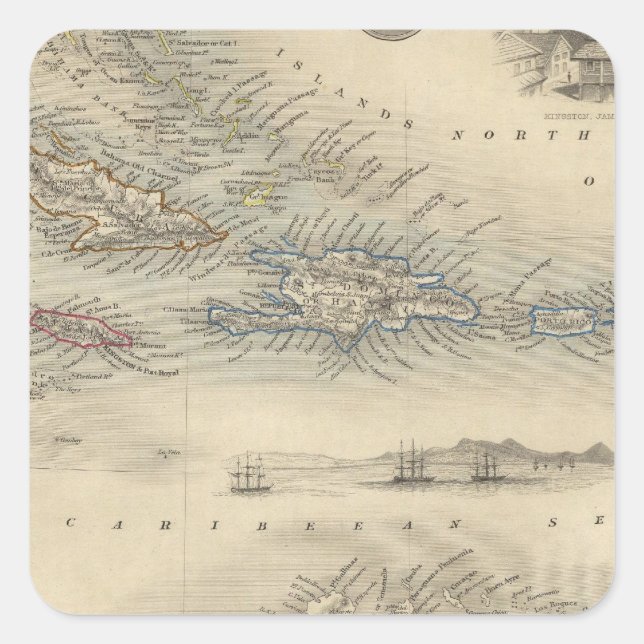 West India Islands 3 Square Sticker (Front)