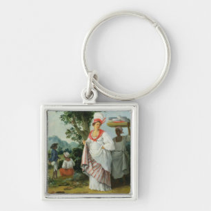 West Indian Creole Woman with her Black Servant, c Keychain