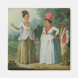 West Indian Women of Colour, with a Child and Blac Magnet