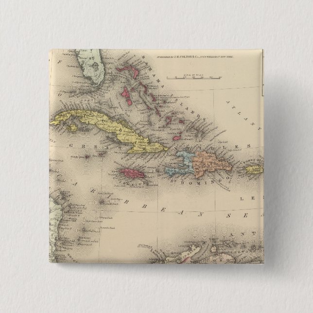 West Indies 12 2 Inch Square Button (Front)