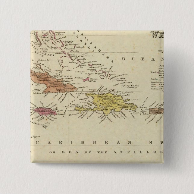 West Indies 14 2 Inch Square Button (Front)