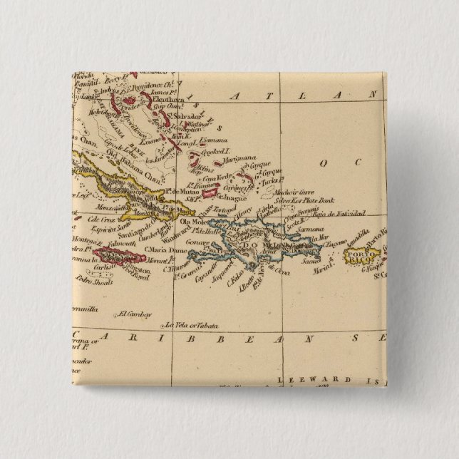 West Indies 22 2 Inch Square Button (Front)