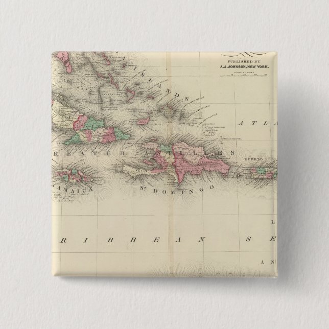 West Indies 3 2 Inch Square Button (Front)