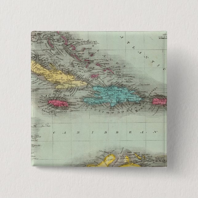 West Indies 8 2 Inch Square Button (Front)