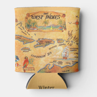 West Indies Caribbean Islands Map Can Cooler