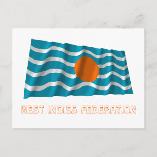 West Indies Federation Waving Flag with Name Postcard