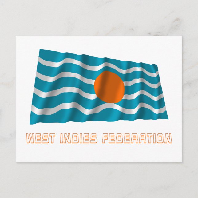 West Indies Federation Waving Flag with Name Postcard (Front)