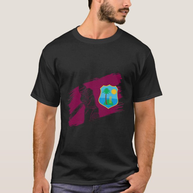 West Indies Flag West Indies Cricket Fan Player Co T-Shirt (Front)