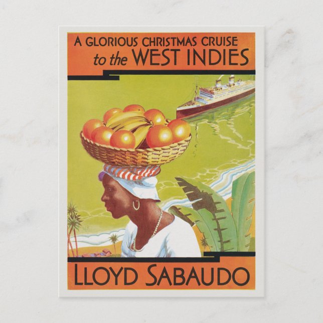 West Indies Lloyd Sabaudo Vintage Poster 1931 Postcard (Front)