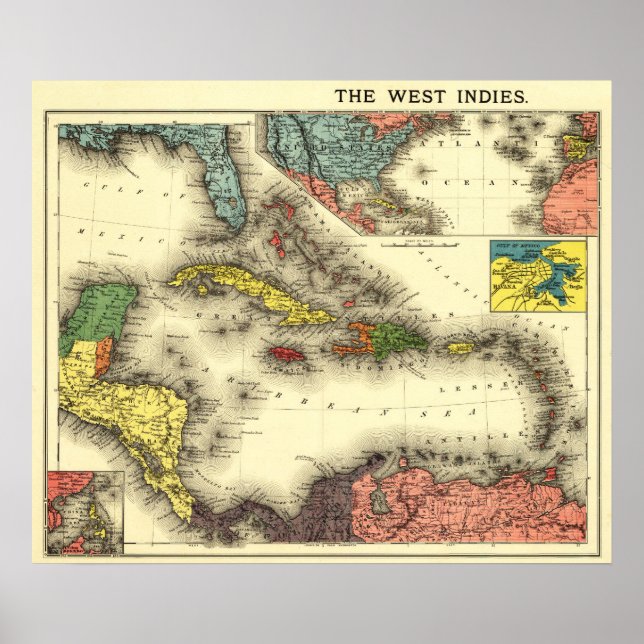 West IndiesPanoramic MapWest Indies Poster (Front)
