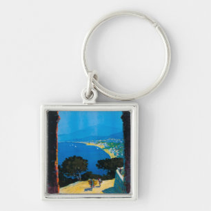 West Italian Riviera Travel Poster Keychain