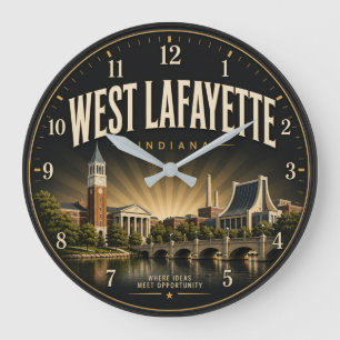 West Lafayette Indiana College Town Large Clock