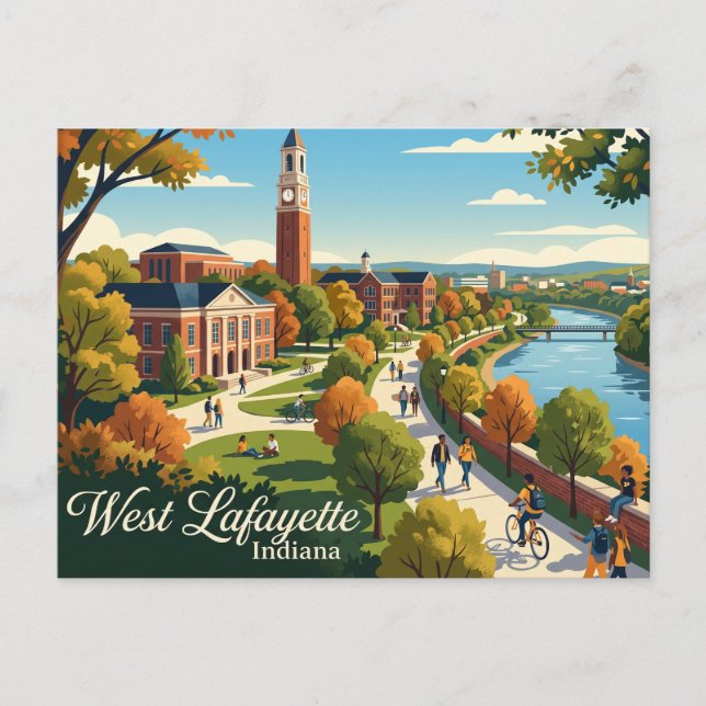 West Lafayette Indiana Postcard (Front)