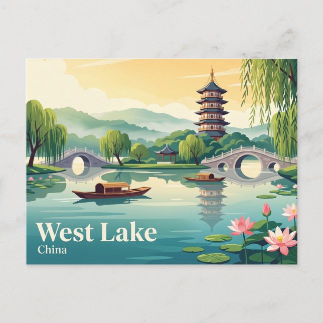 West Lake China Postcard (Front)