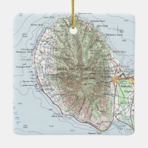 West Maui Vintage Map Ceramic Ornament