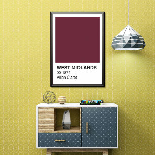 West Midlands Villan Claret - White Border Poster