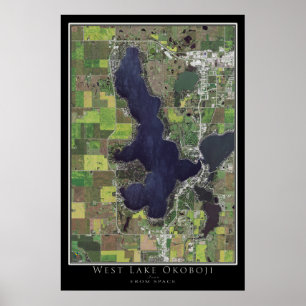 West Okoboji Lake Iowa Satellite Poster Map