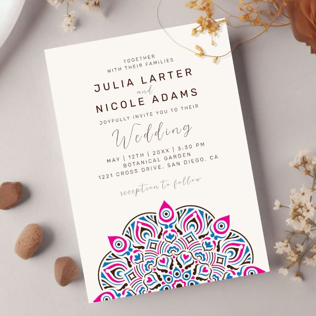 West Pacific Variant Oval Classic Mandala Wedding Invitation (Creator Uploaded)