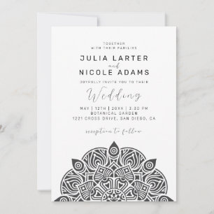 West Pacific Variant Oval Classic Mandala Wedding Invitation