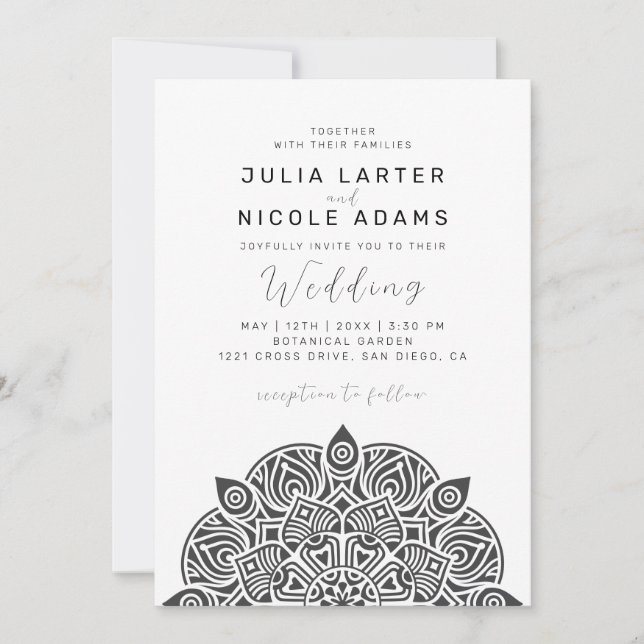 West Pacific Variant Oval Classic Mandala Wedding Invitation (Front)