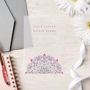 West Pacific Variant Oval Classic Mandala Wedding Vellum Invitations