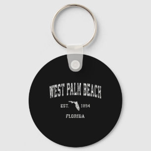 West Palm Beach Florida Fl Vintage Athletic Sports Keychain