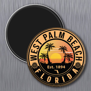 West Palm Beach Florida Retro Sunset Souvenirs Magnet